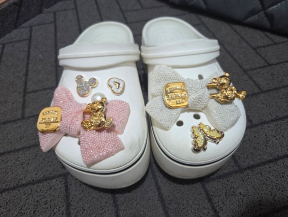 Bling Big Bow & Pearl 9Pcs Crocs Jibbitz Shoe Charms DIY Deco Parts