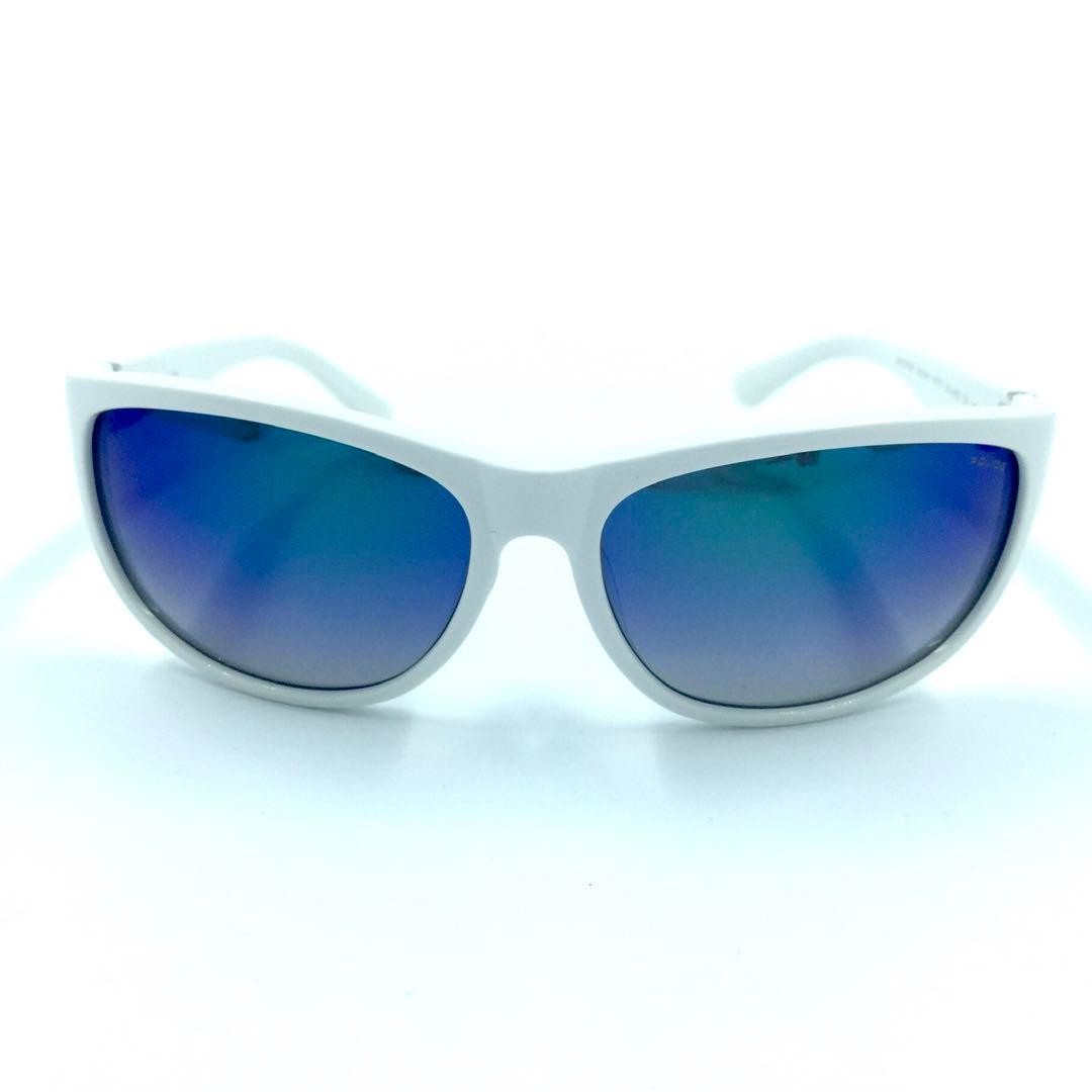 Police SPLC64J White Sunglasses Blue Mirror Lens Unisex Used