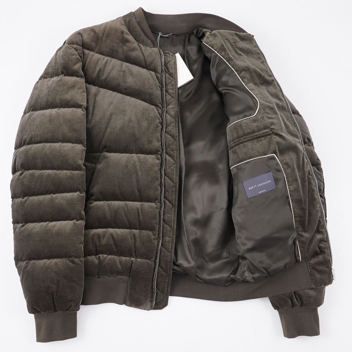 Brett Johnson Olive Green Padded Quilted Corduroy Bomber Jacket XL (Eu 54) NWT