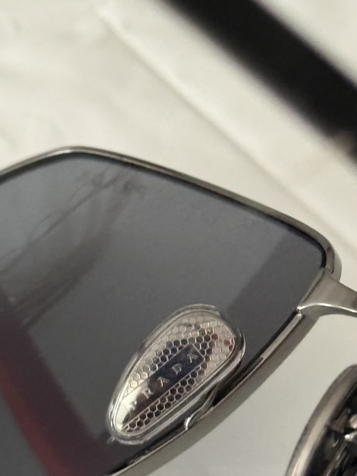 Prada Linea Rossa Square Metal Mirrored Sunglasses