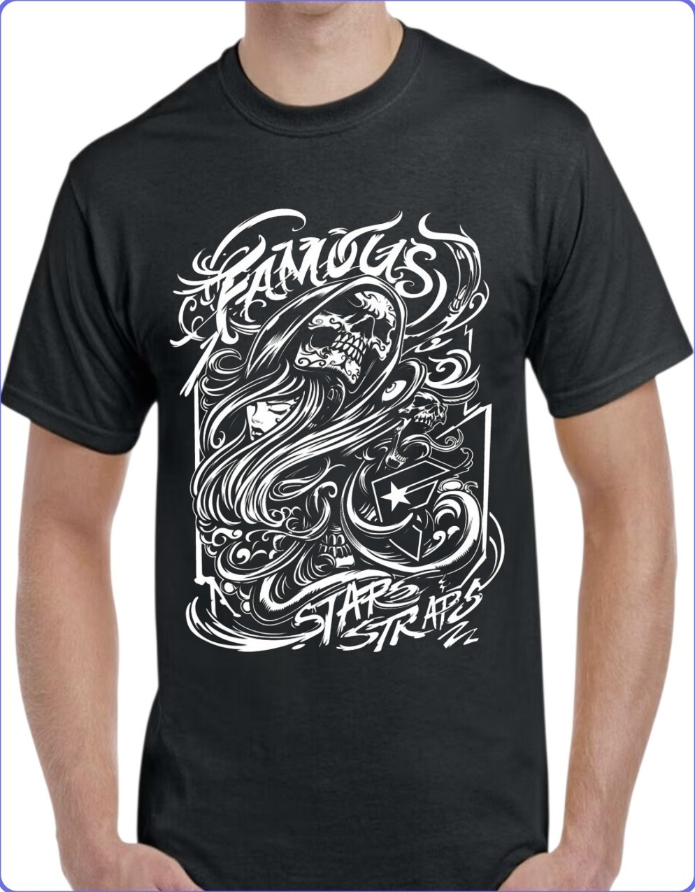 Tattoo Graphic Black Men’s T-Shirt Small To 3X-Large Style #15
