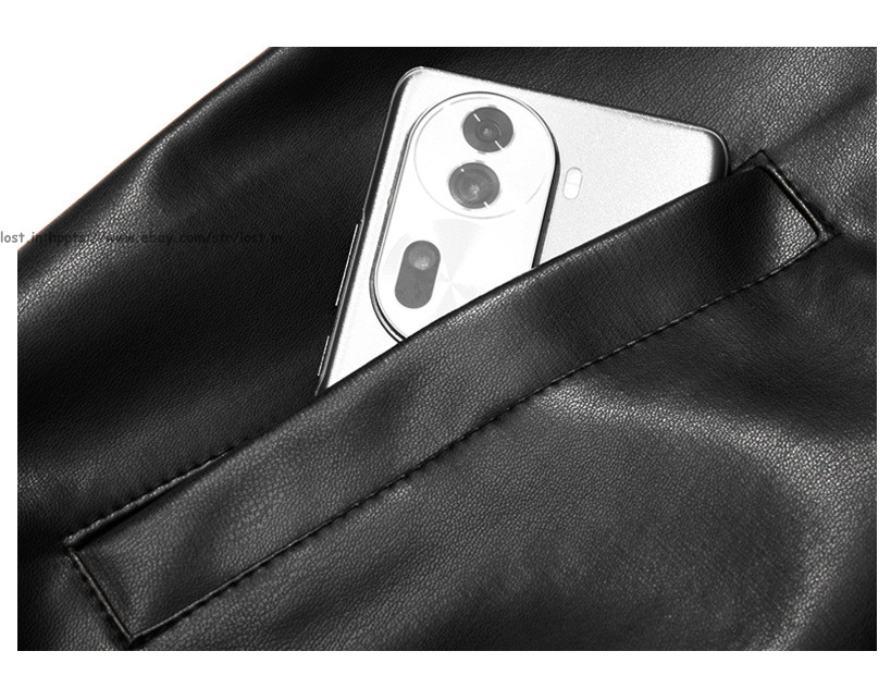 Men Faux Leather Outerwear Motorcycle Jacket Casual Stand Collar PU Biker Coats