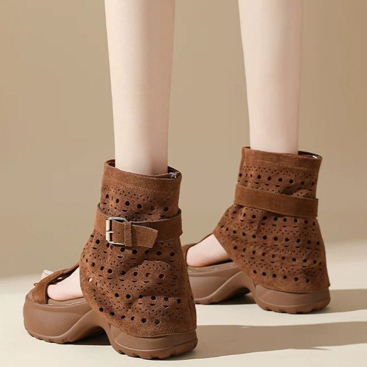 Womens Lady Hollow Out Buckle Gladiator Beach Sandals High Heels Platform Shoes