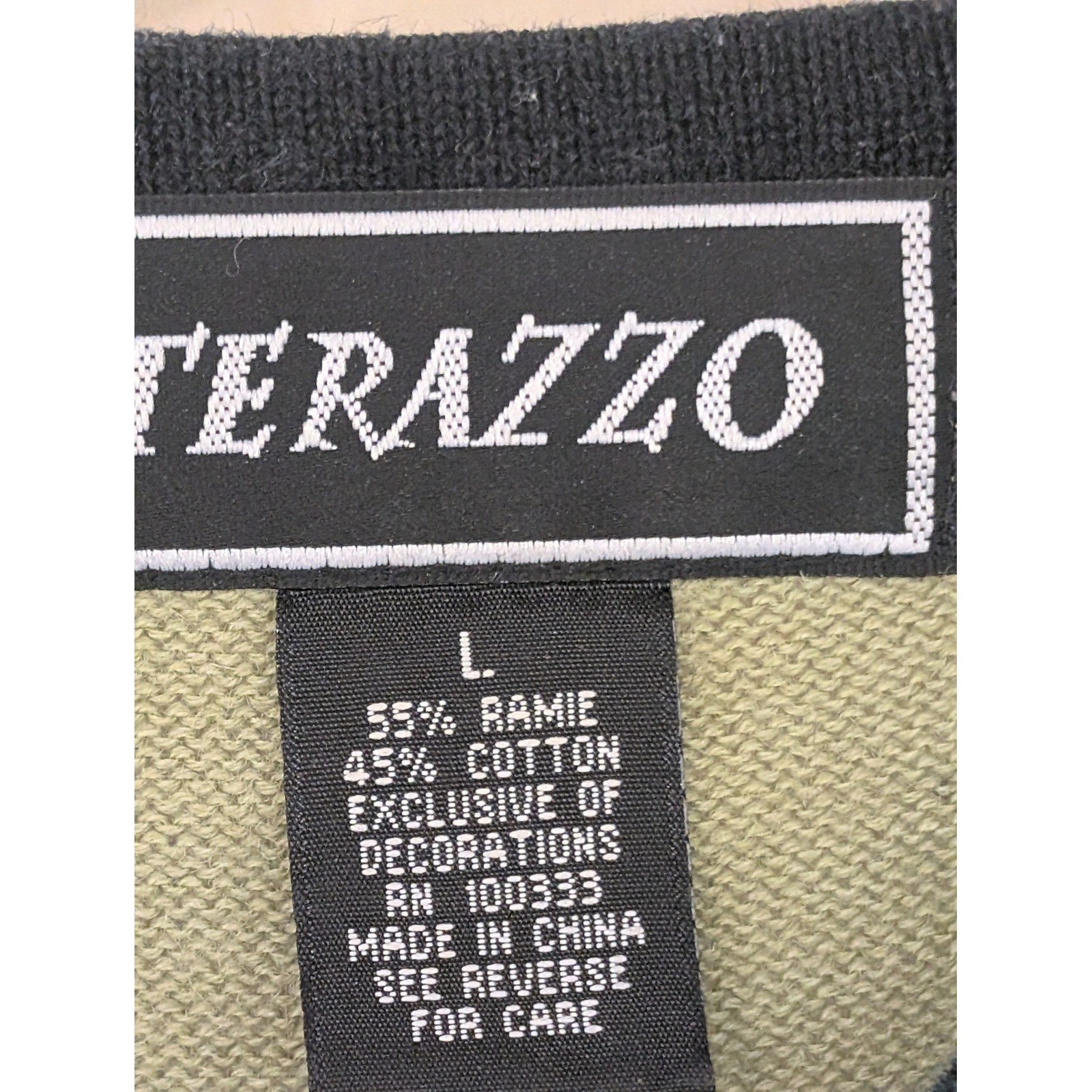 Terazzo Palm Tree Embroidered Cardigan Sweater + Vest Striped Olive Green Womens