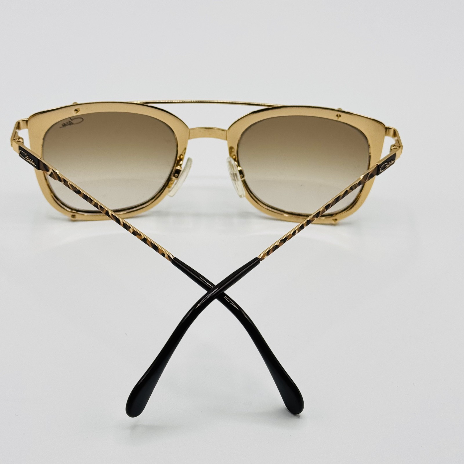 Cazal Sunglasses 9077 002 Gold Leopard Print Frame Brown Gradient Lens 50mm NEW