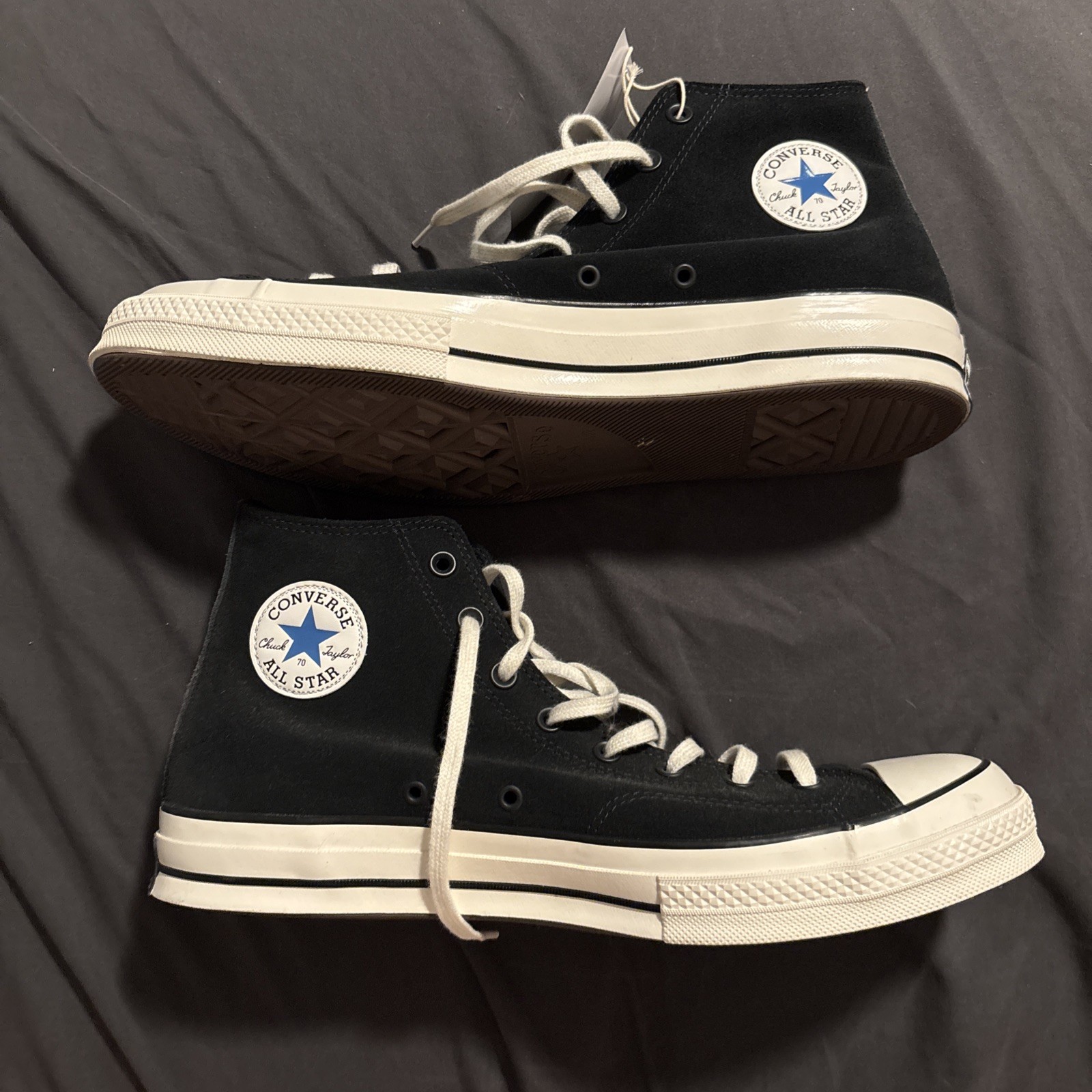 Converse Chuck 70 High Top Suede Black/Egret-Blue Mens Size 11.5 A05599C New