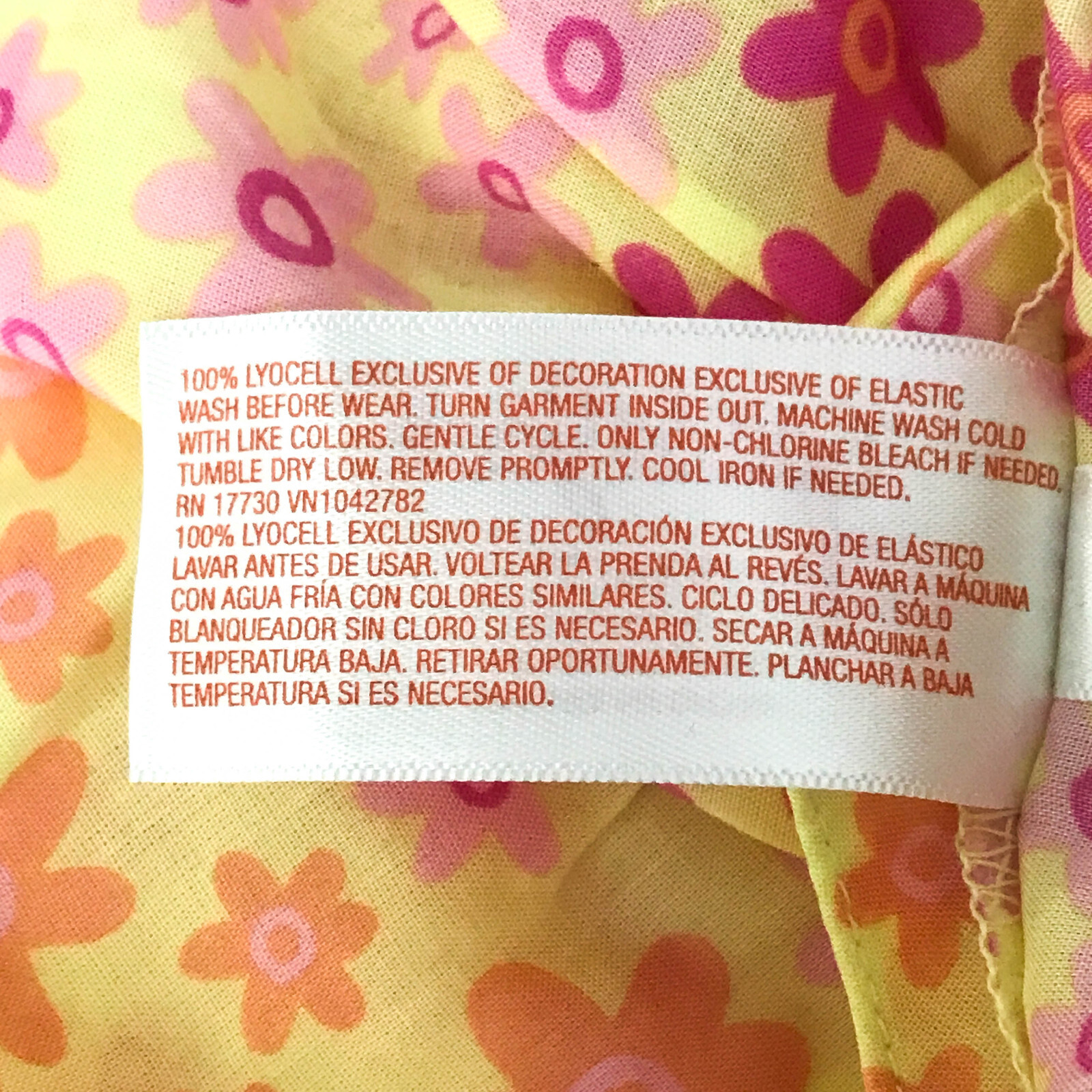 Cat & Jack Girls Size S 6/7 Caftan Swimsuit Cover Up Floral Yellow Orange Pink