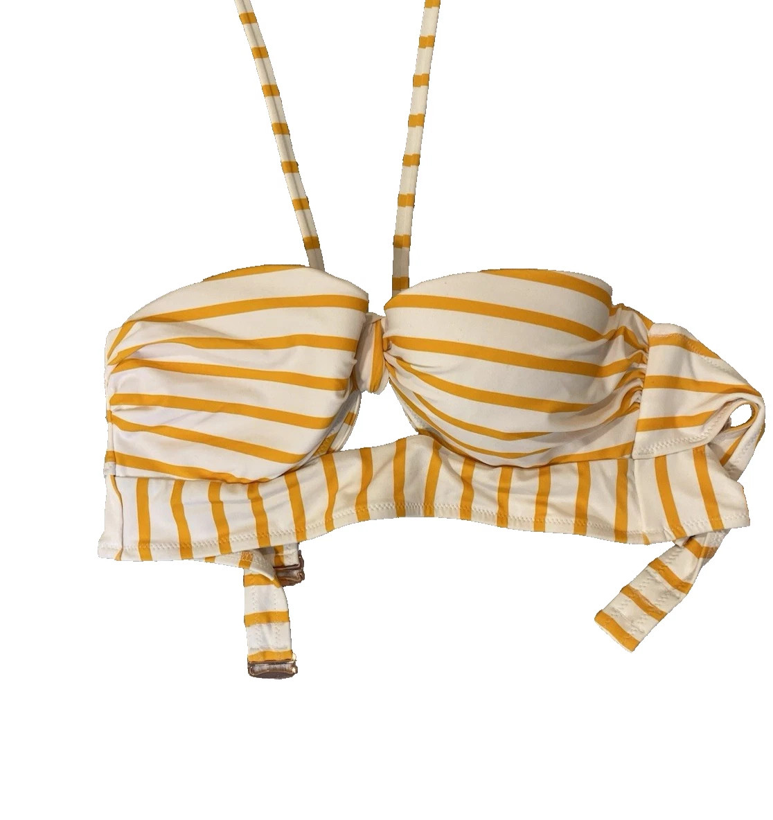 Shade & Shore Medium 36B Orange Stripe Keyhole Front Pushup Bikini Swim Top New