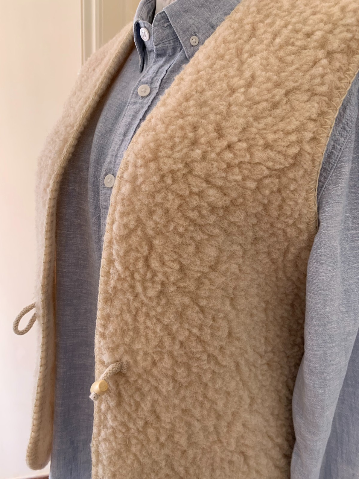 Oatmeal Beige Merino Wool Gilet – Women’s Wool Body Warmer Waistcoat – S, M