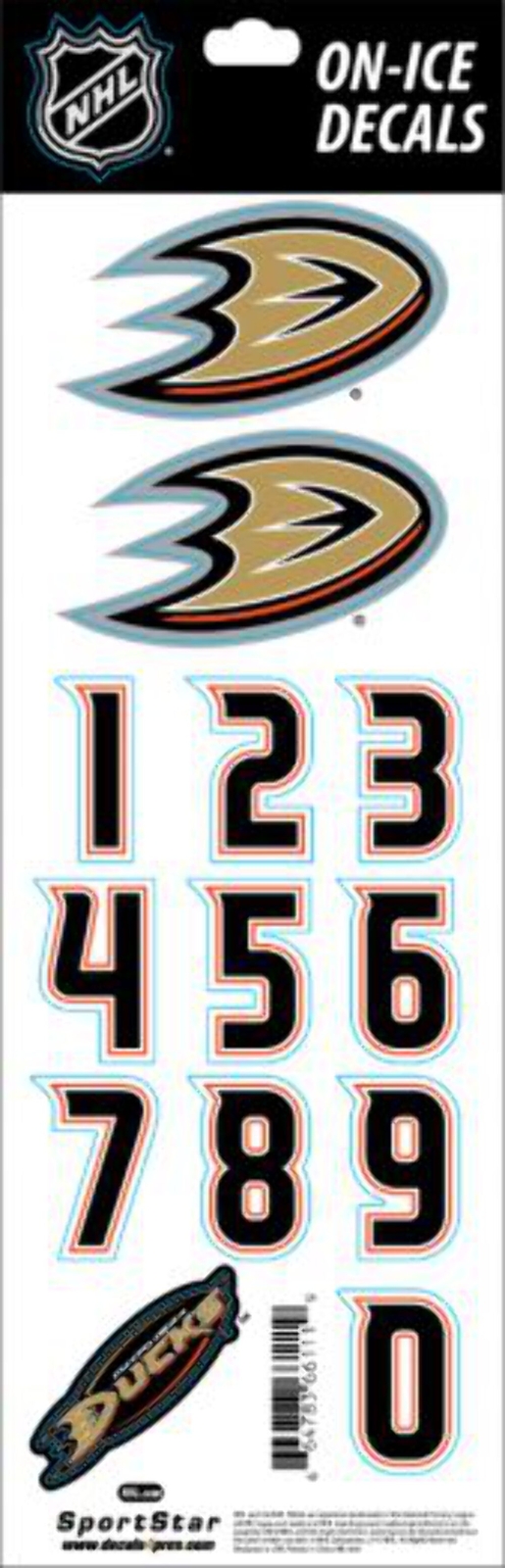 Anaheim Ducks Sportstar NHL Hockey Helmet On-Ice Decals Kit – White