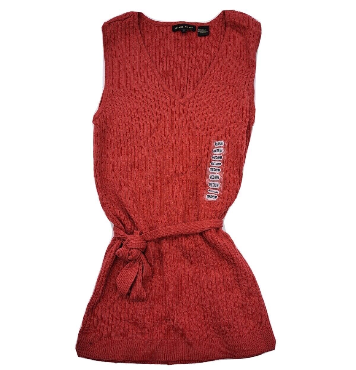 Jeanne Pierre Size Medium Red Knit Sleeveless Womens Tank Top NWT