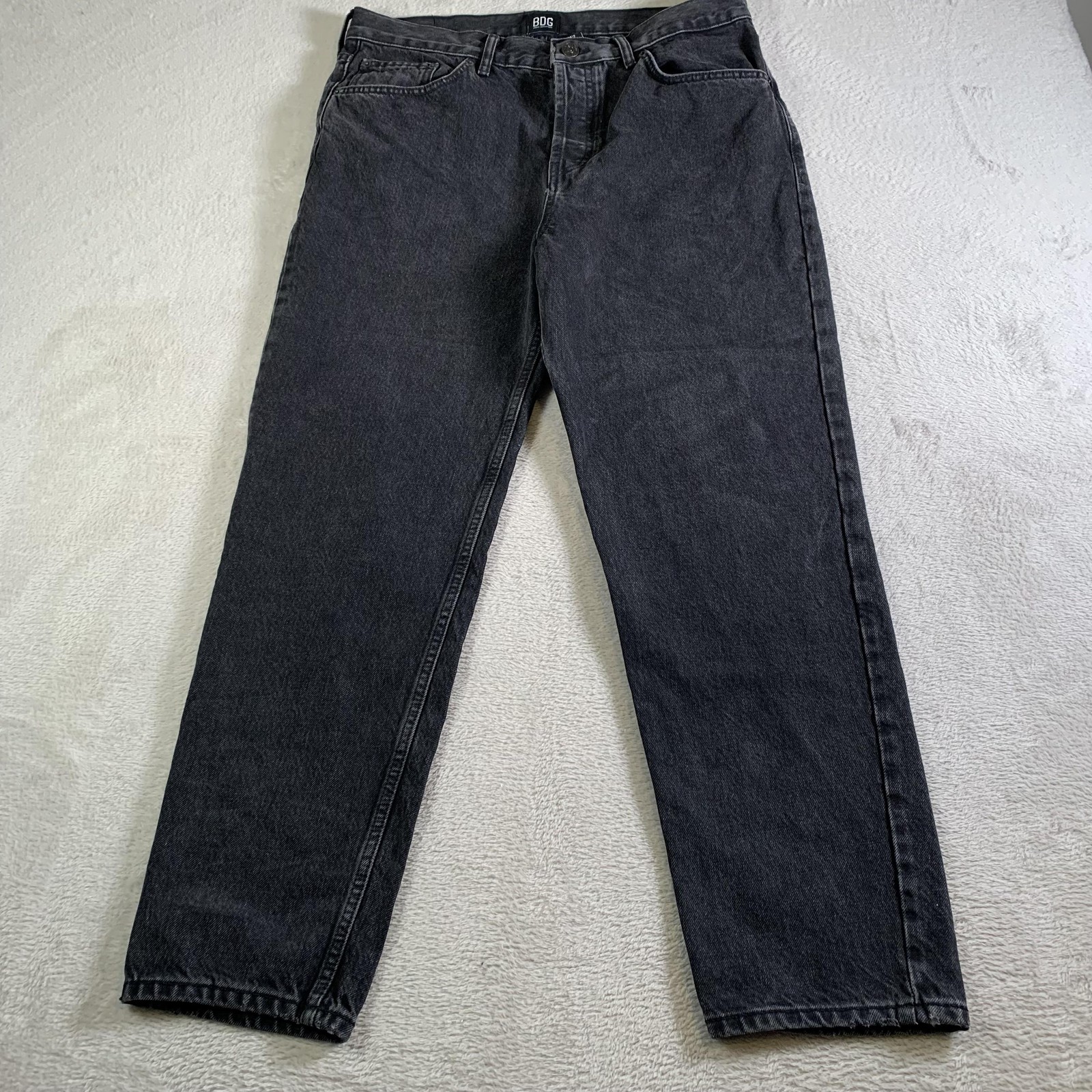 BDG Dad Jeans Mens 34×29 (Tag 34×32) Gray Straight Charcoal Wash Button Fly