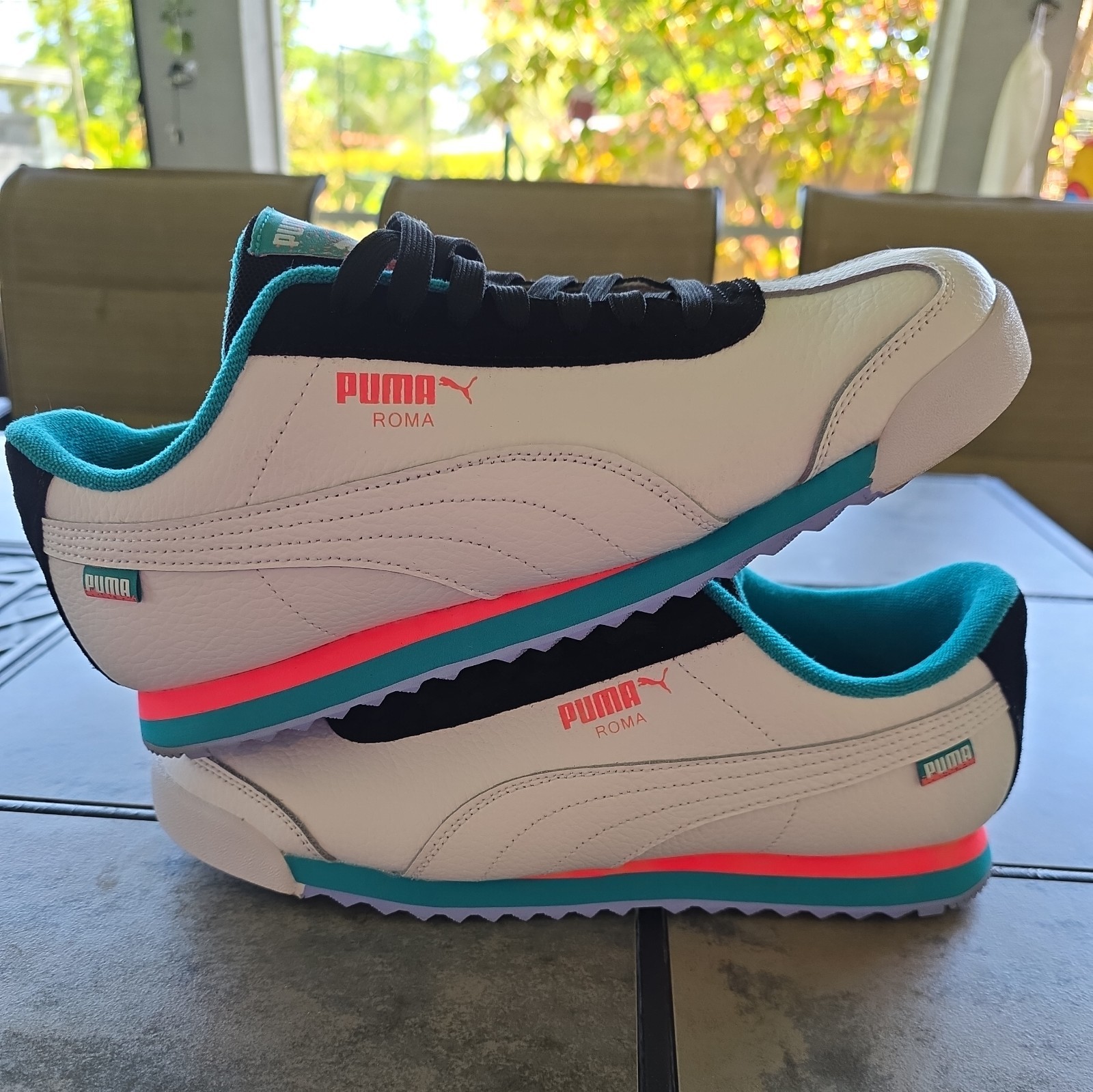 Size 11M Puma Roma Low White/Black/Teal 389056-01 No Box!!!