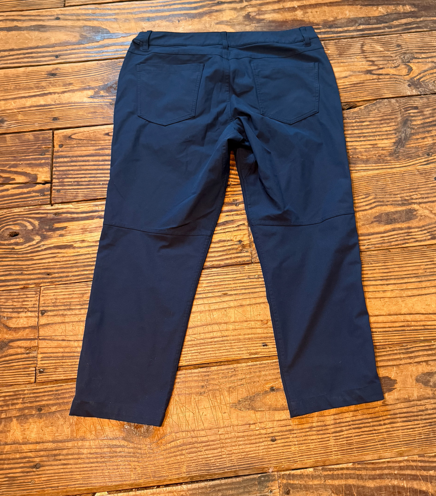 Lululemon ABC 5 Pocket Pant Warpstreme Nautical Navy Men Size 34 Short 34×26 EUC