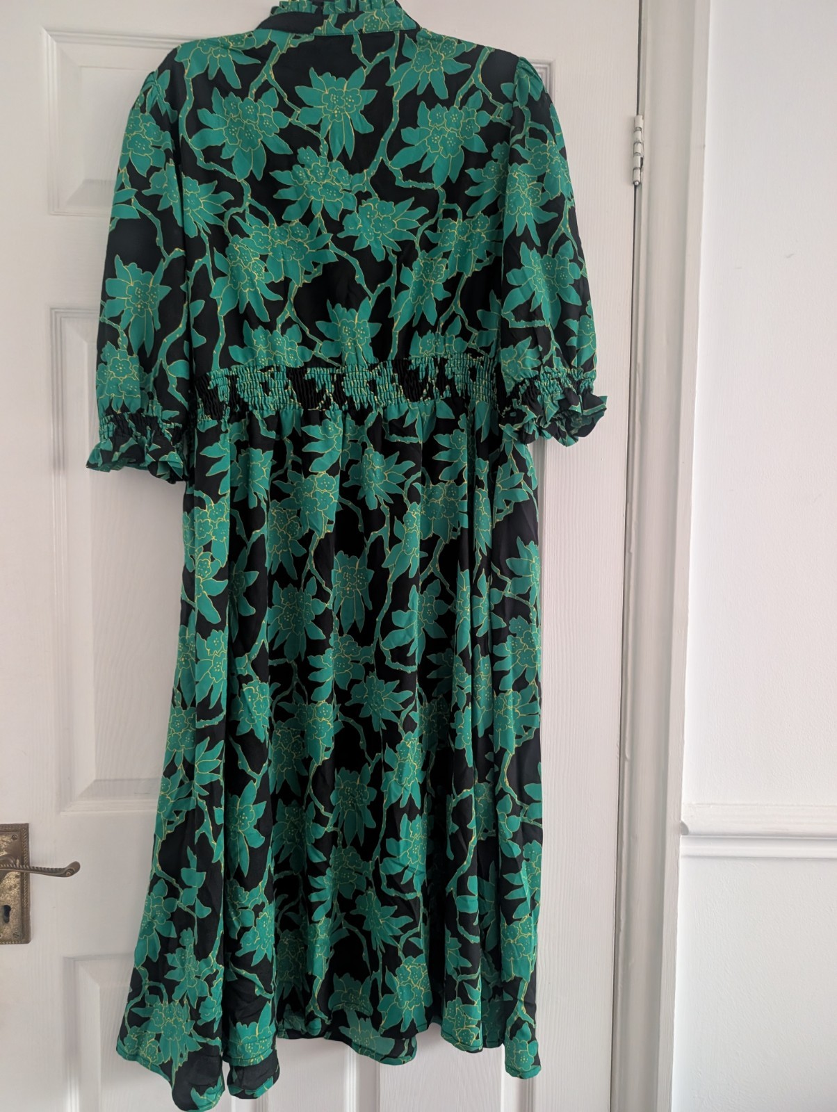 Jolie Moi Green Black 3/4 Sleeve Midi Dress Size 20 (T45)