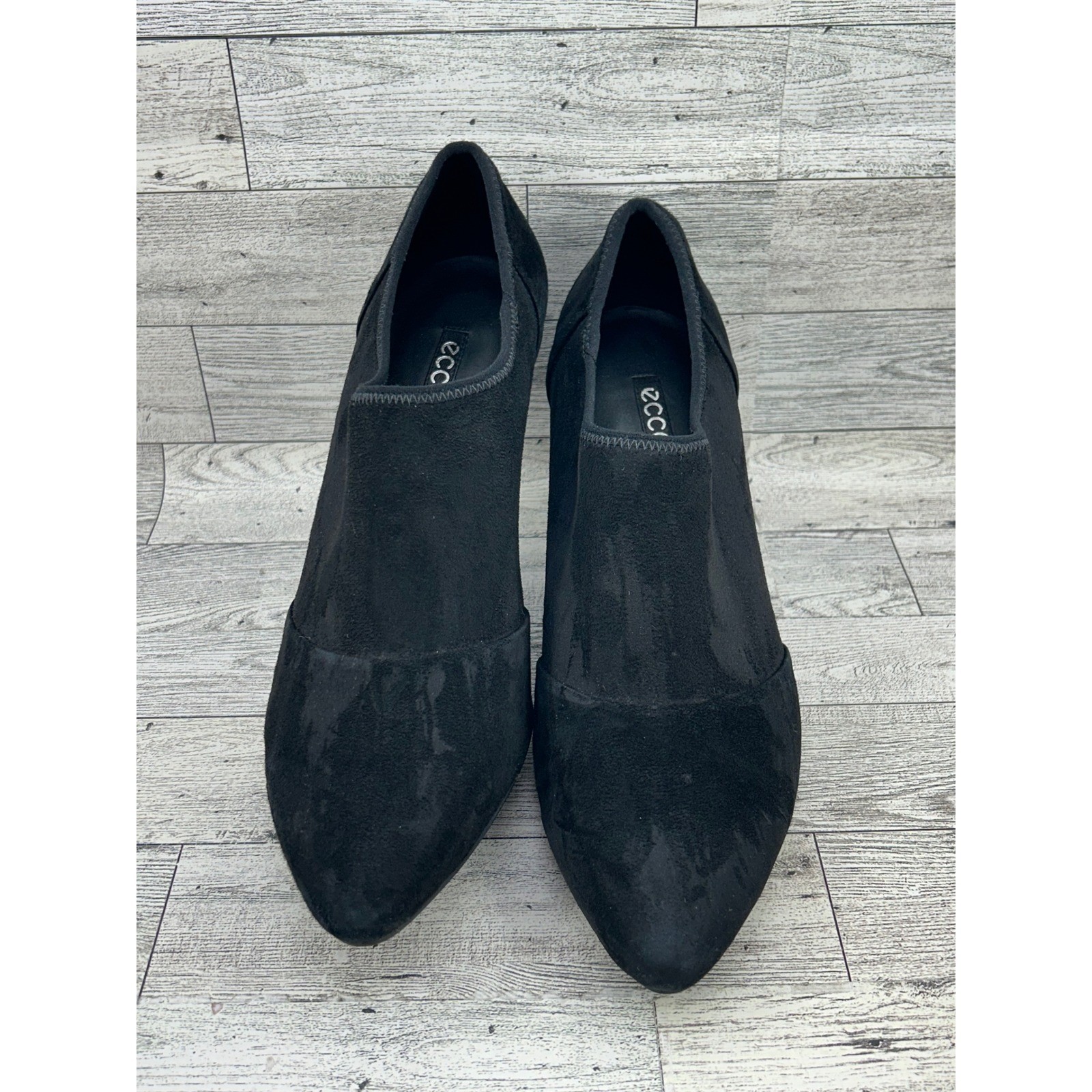 ECCO Shape 75 Black Suede Pointed Toe Ankle Boots Women Sz EU 40 US 9-9.5