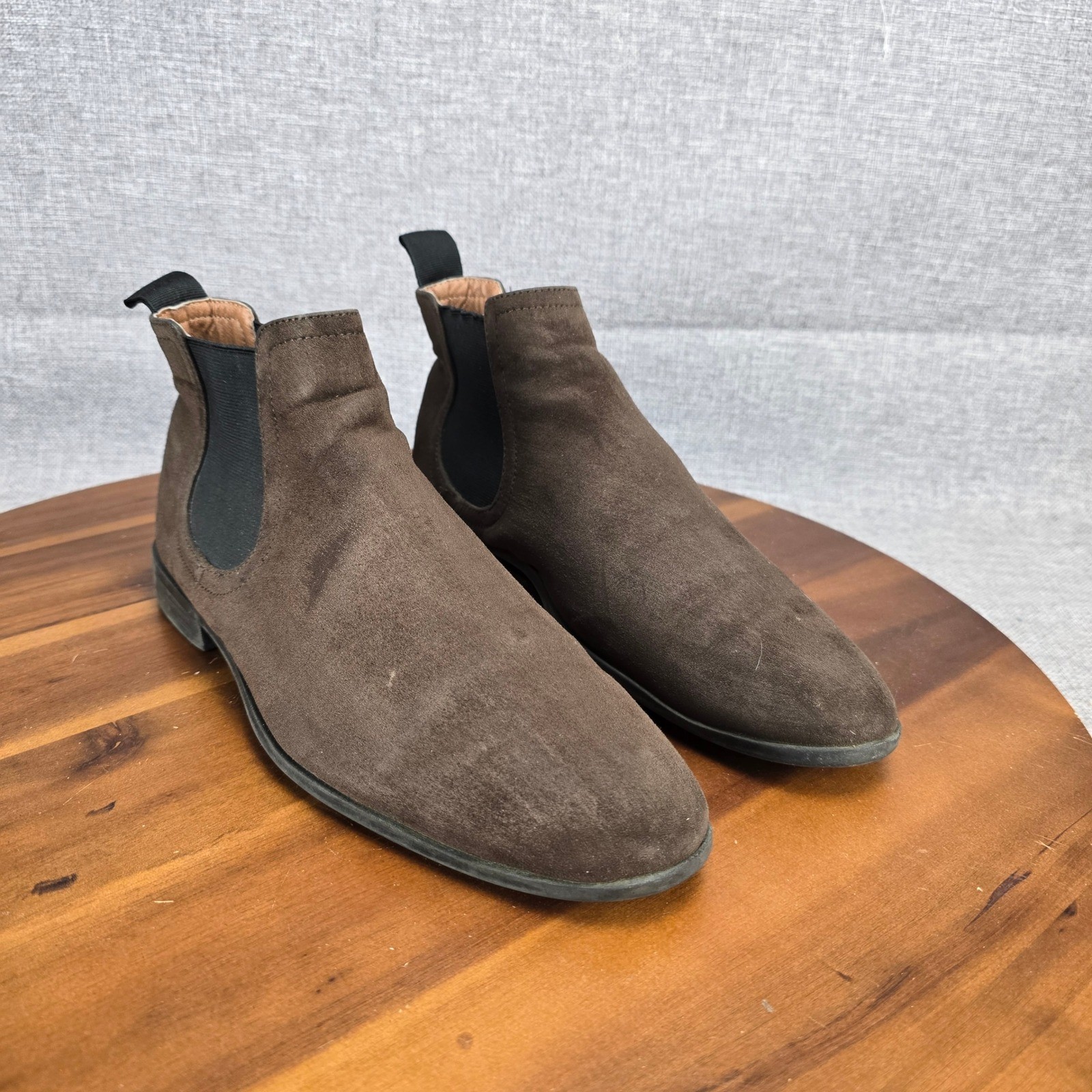Mens Brown Suede Chelsea Boots Ankle Pull On Elastic Gore Size EUR 41 US 8.5