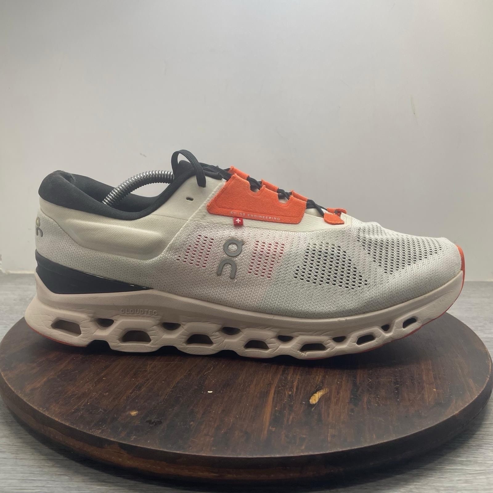 On Cloudstratus 3 Mens Size 11.5 White Orange Athletic Running Shoes Sneakers