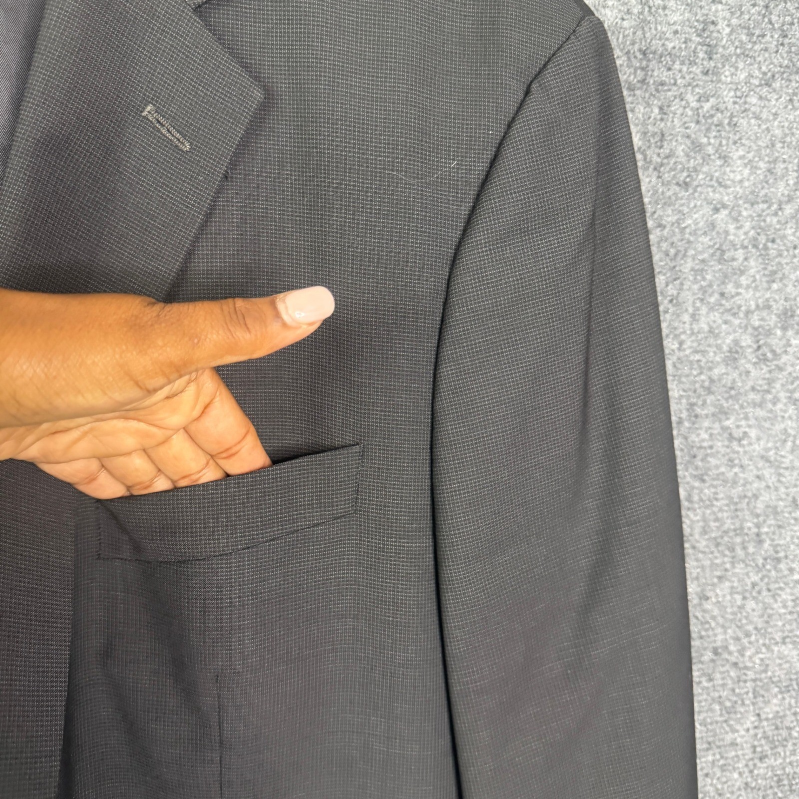 Brooks 346 Blazer Men 46L Black Wool Two Button Business Office Work Sports Coat