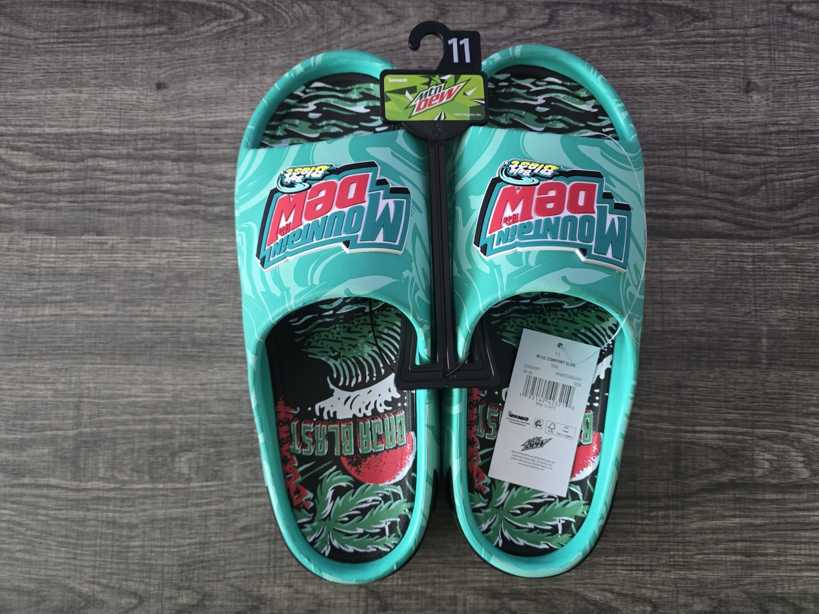 Mountain Dew MTN Dew Baja Blast Sandals Slides Size 11 NWT