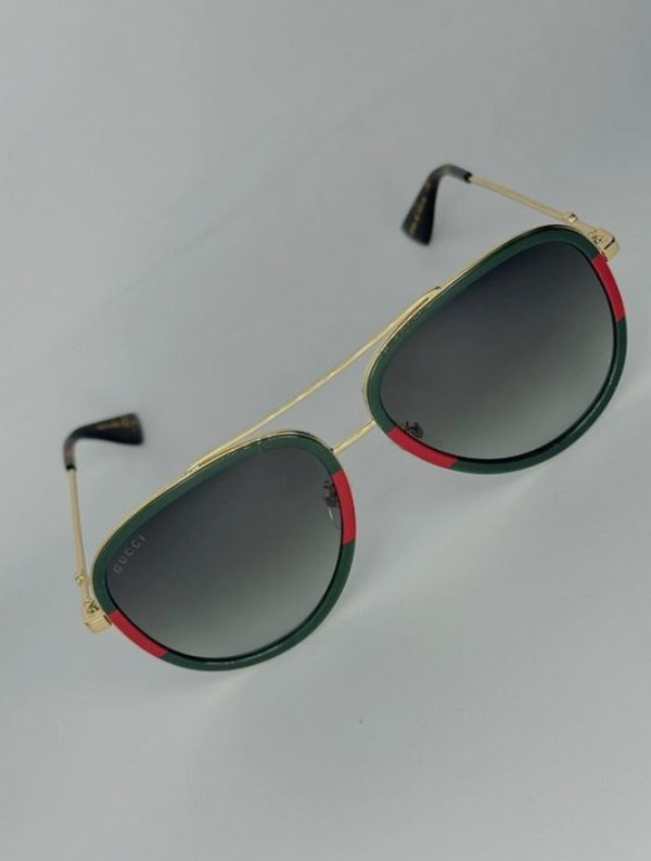 🔥 Gucci GG0062S Aviator Sunglasses Gold Frame Green Lens Unisex