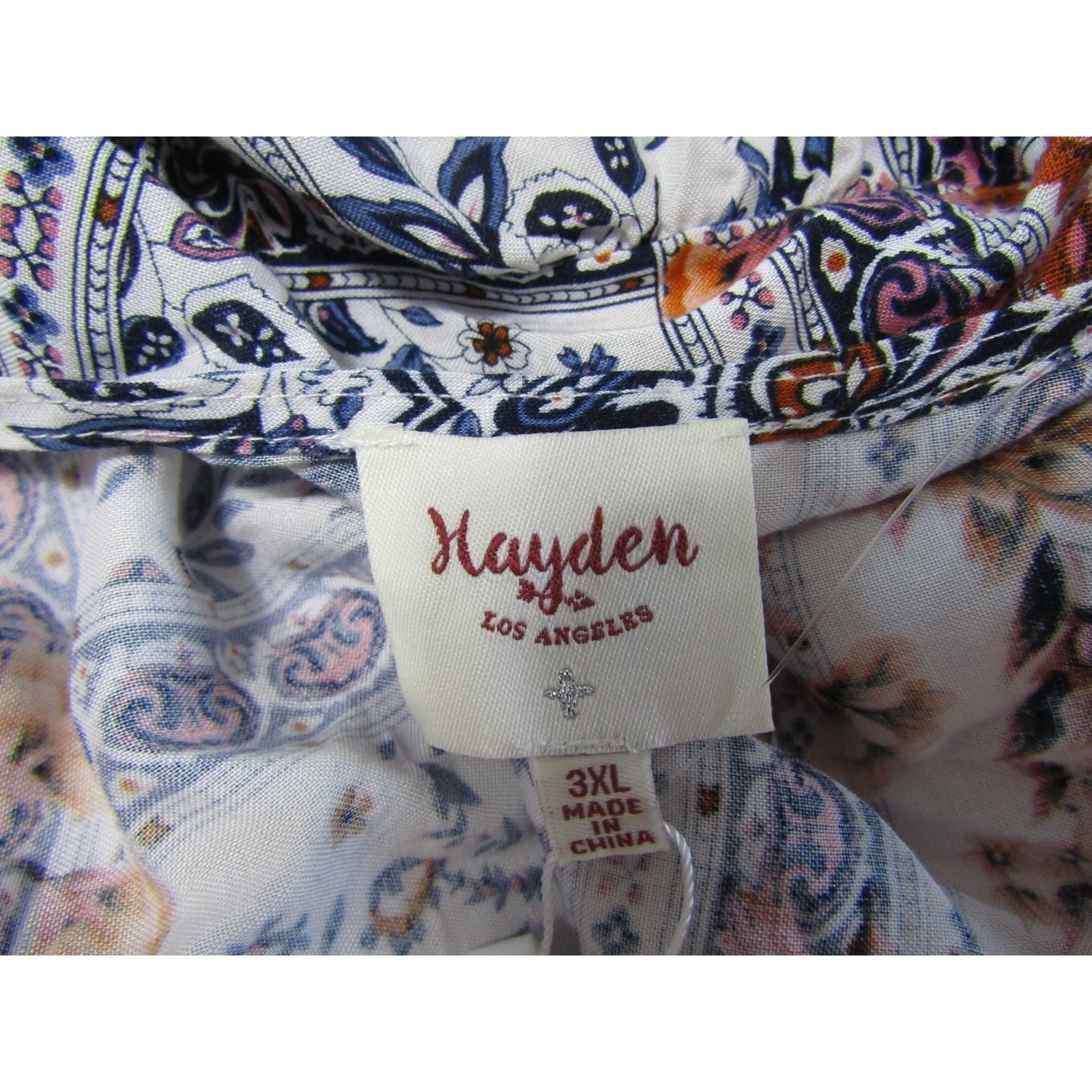 Hayden Rayon White Floral Tunic Wrap Top size 3XL Batwing Boho Colorful Classic