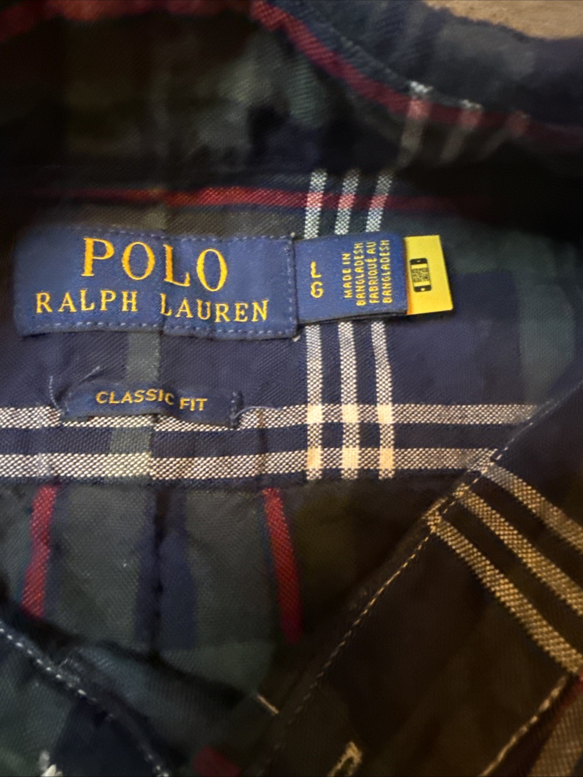 Ralph Lauren Shirt Men Large Blue Green Button Down Preppy Plaid Full Color Jock