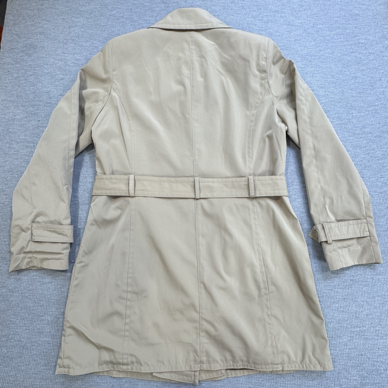 Towne Collection Womens Size L Khaki Trench Coat Belted Padded Shoulder NWT