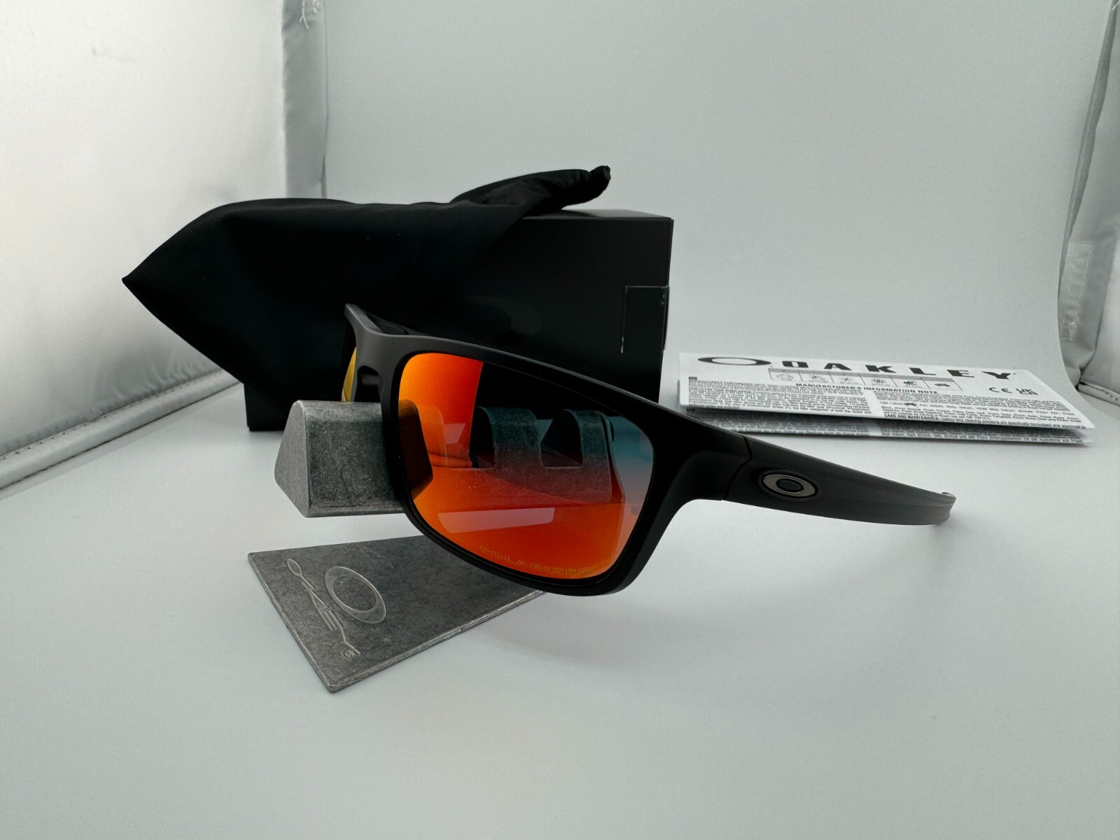 OAKLEY SLIVER STEALTH MATTE BLACK W/ RUBY IRIDIUM POLARIZED SUNGLASSES OO9408-06