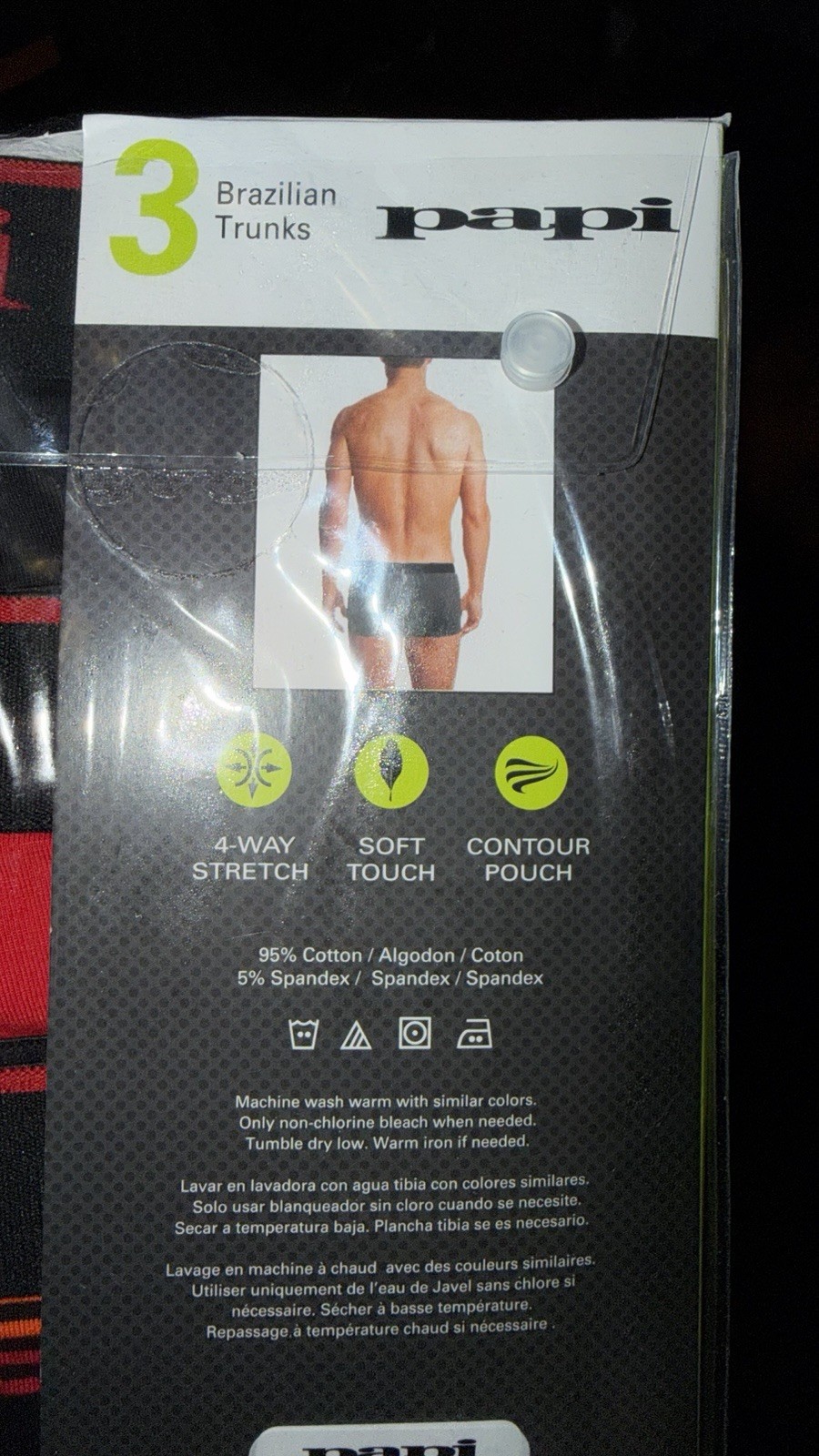 Papi Stretch Men’s Solid Brazilian Cut Trunks (3 Pack)