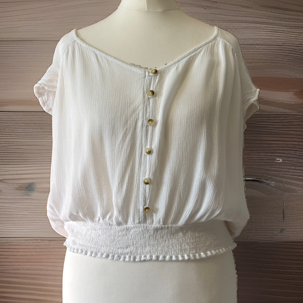 Coquette Milkmaid Cottagecore Fairy Boho White Peasant Top UK 12