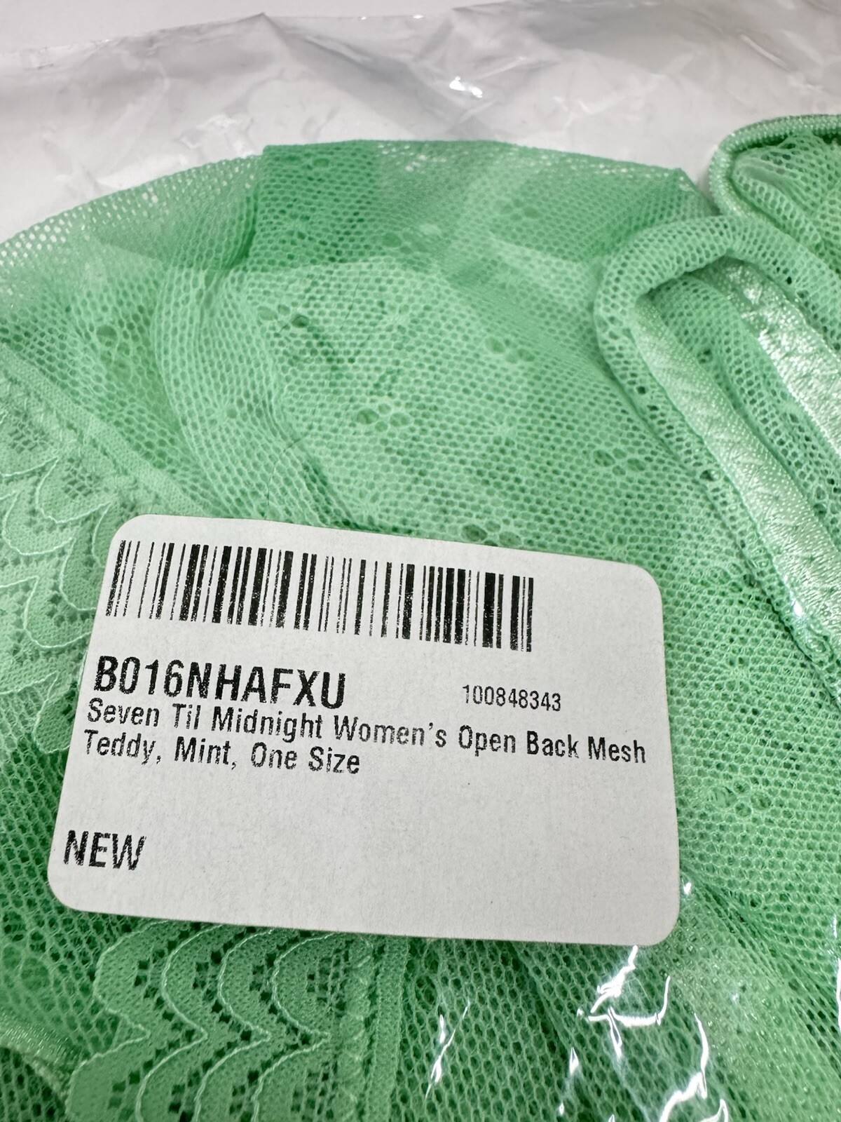 Seven Til Midnight Women’s Open Back Mesh Teddy – Mint Green – One Size – New