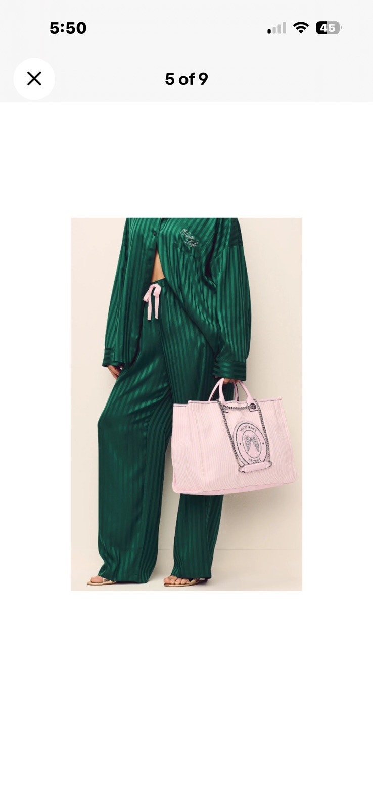 NWT Victoria’s Secret Pink Heritage Stripe Tote Bag Chain Strap Large shopper
