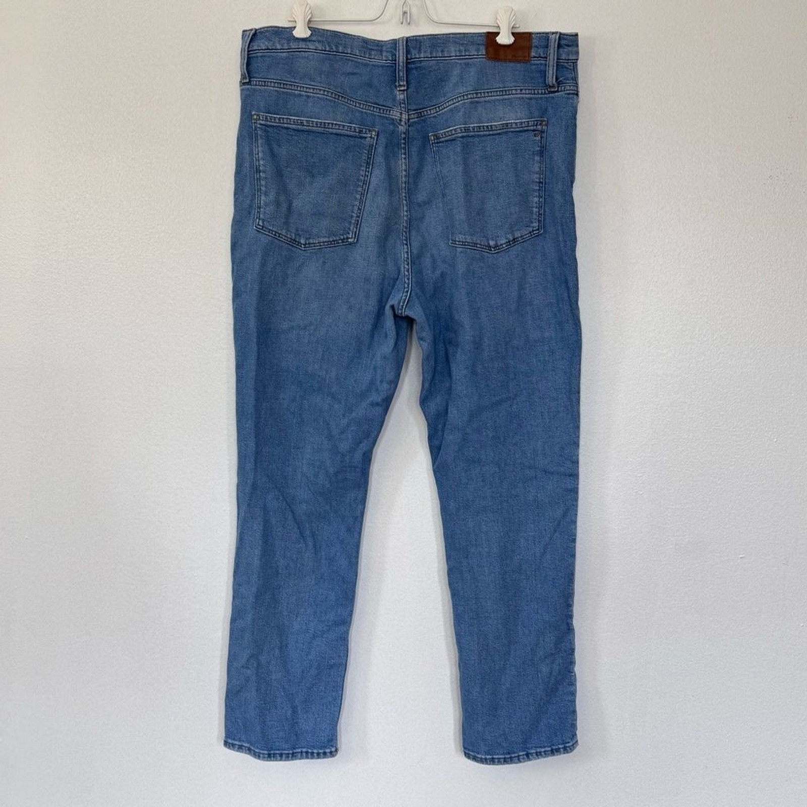 Madewell High Rise Slim Boyjean Blue Wash Distressed Jeans Sz 32