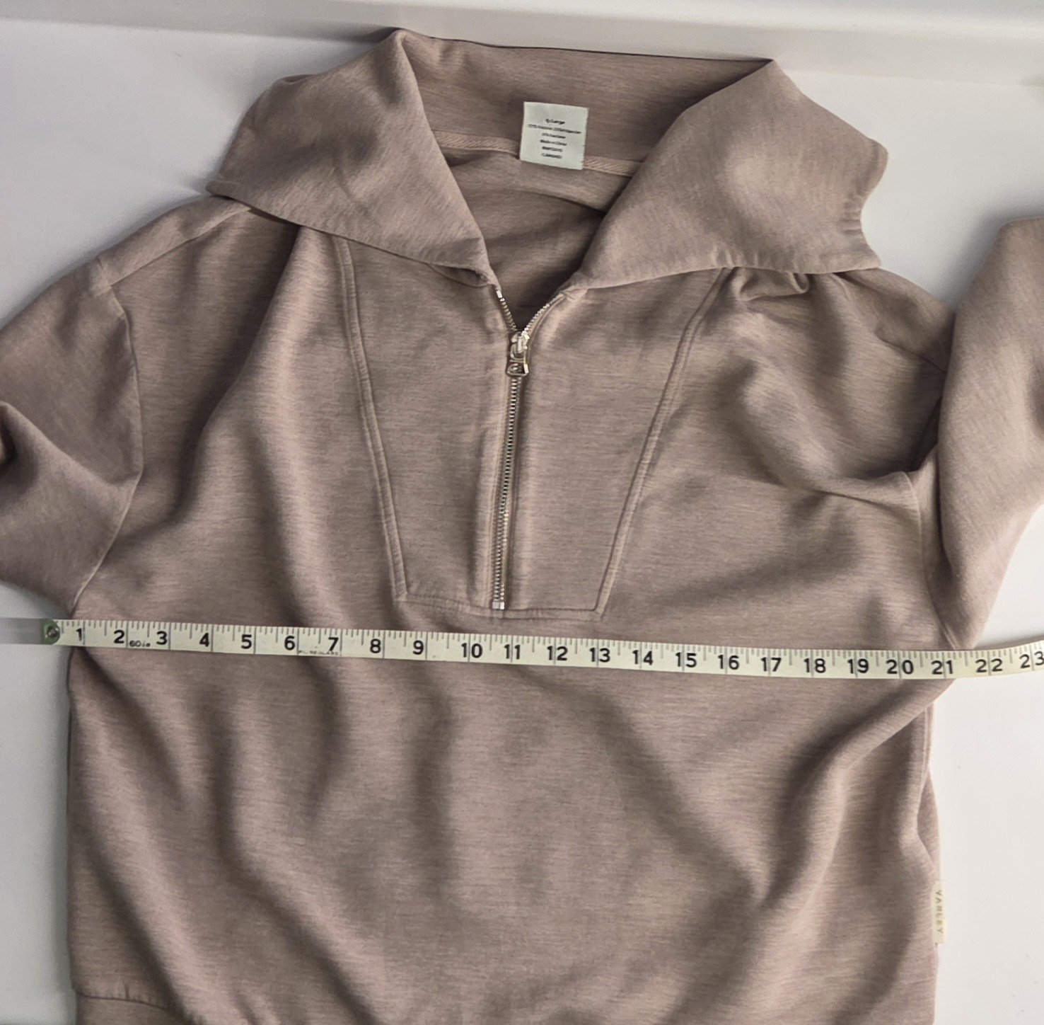 Varley Yates Half-Zip Sweatshirt Doublesoft Taupe Marl Women’s XL Quiet Luxury