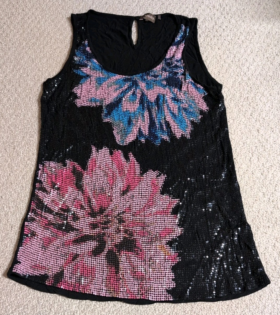 Crosby Womens Large Multi-Color 100% Rayon Sleeveless Shirt 24
