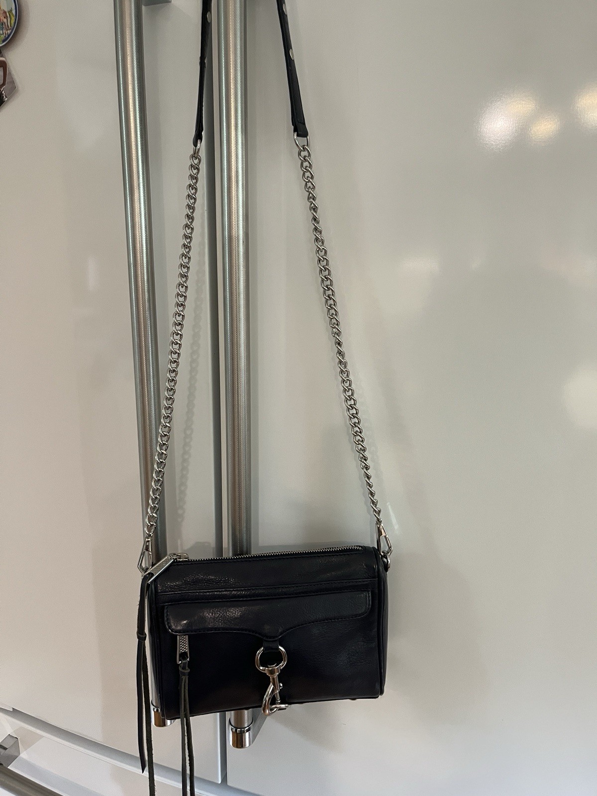 Rebecca Minkoff… Mini Mac Navy Blue Leather Crossbody Handbag… Silver Hardware