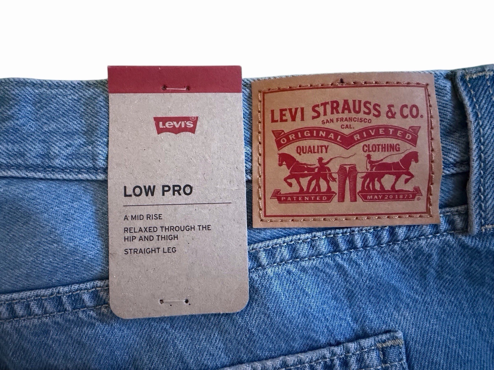 NWT Levi’s Low Pro Jeans Size 34 Light Wash Mid Rise Straight Leg Denim