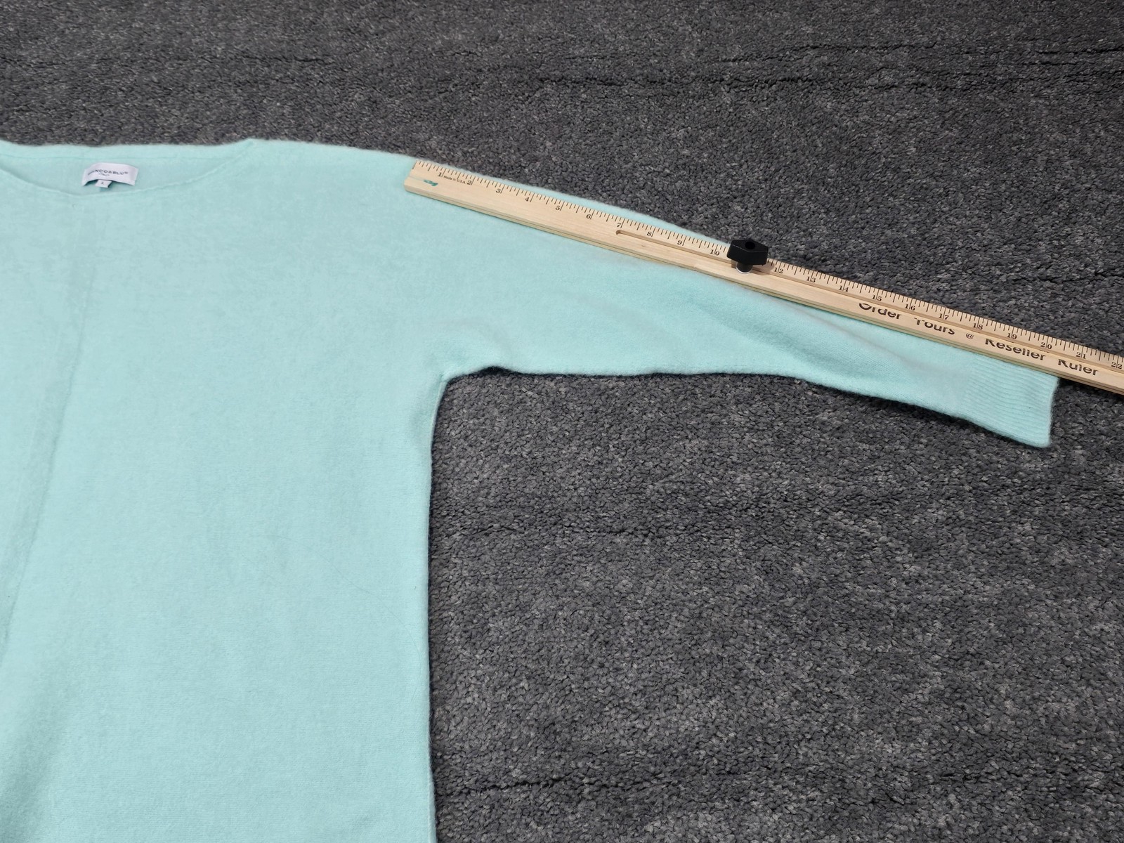Bianco & Blu Sweater Womens Large Green Alpaca Wool Blend Crew Knit Pullover