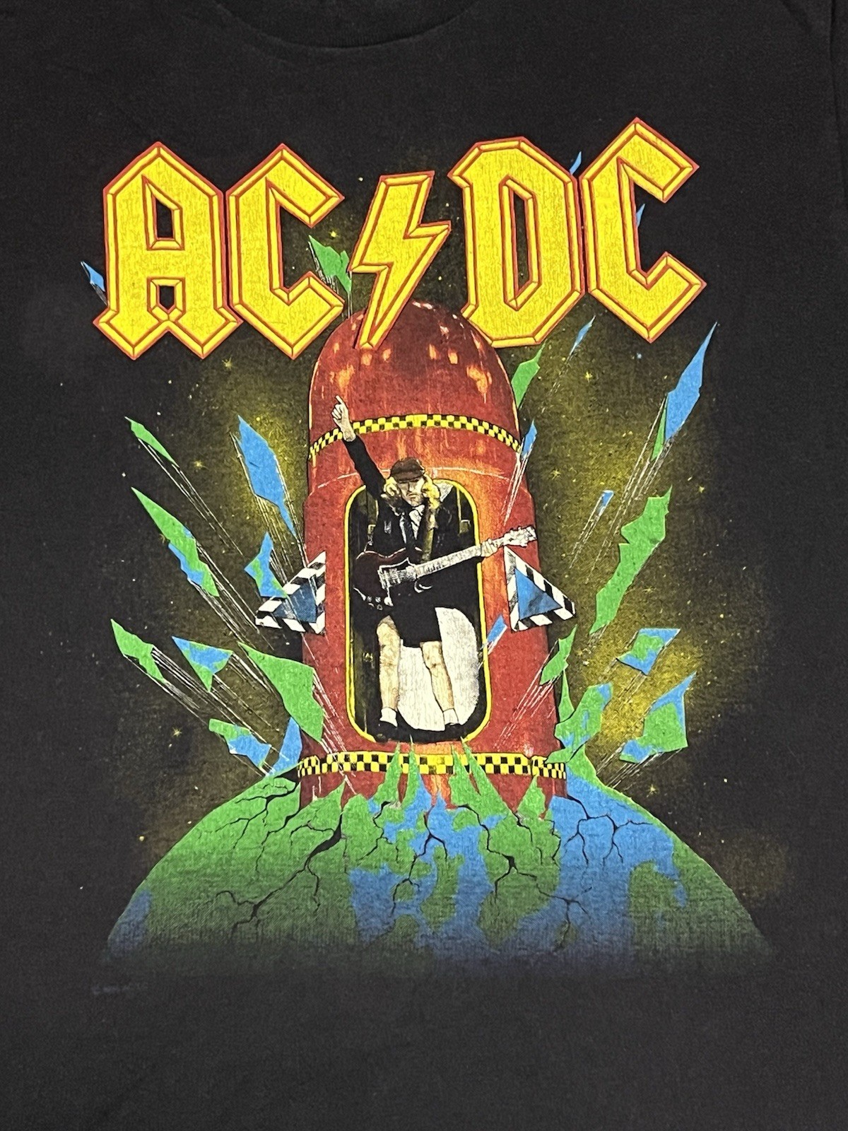 Vintage 80s AC/DC 1988 World Tour Large Angus Young Rare