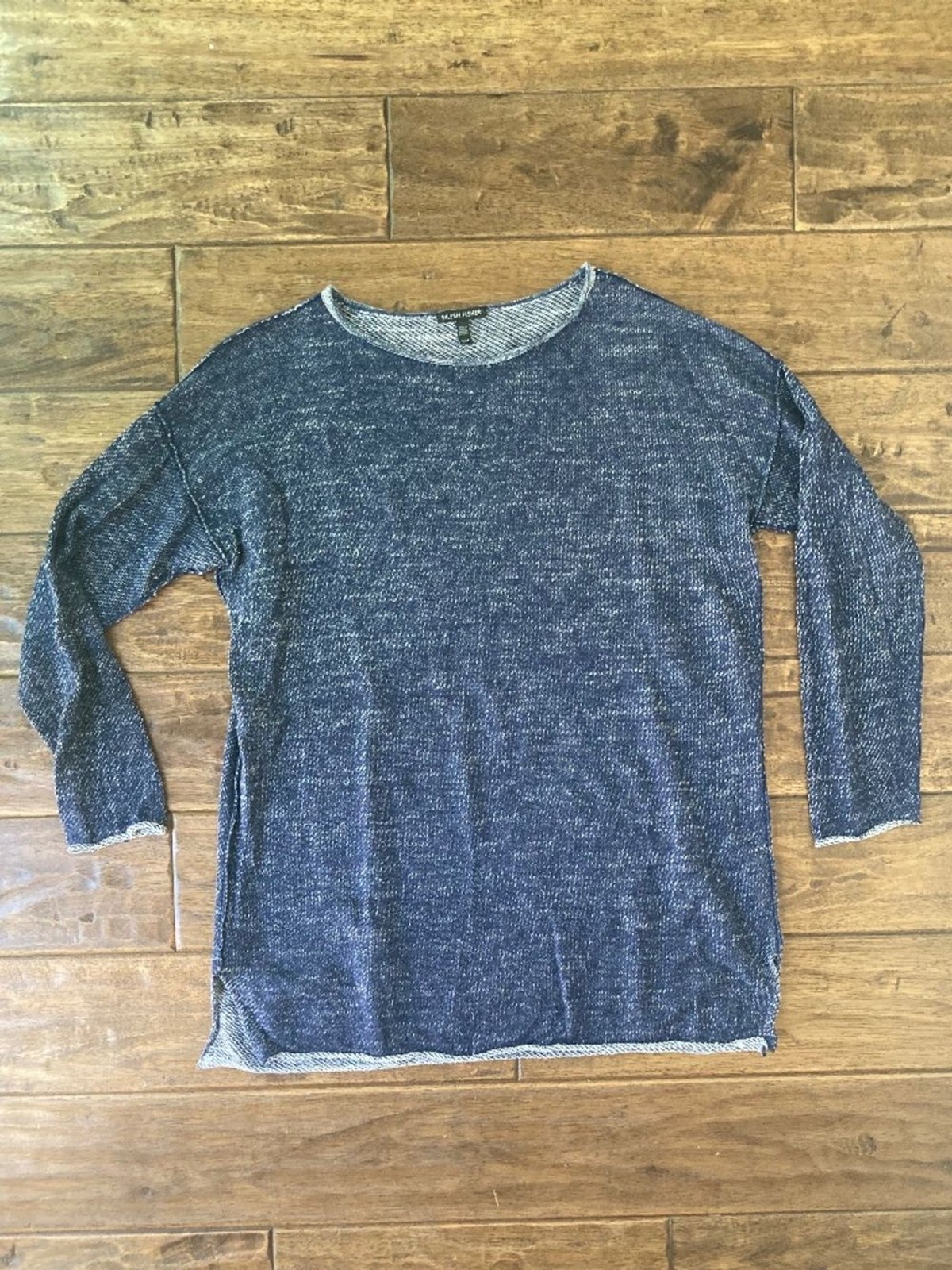 Eileen Fisher Womens Medium Marled Blue Knit Top Neutral Minimalist Relaxed