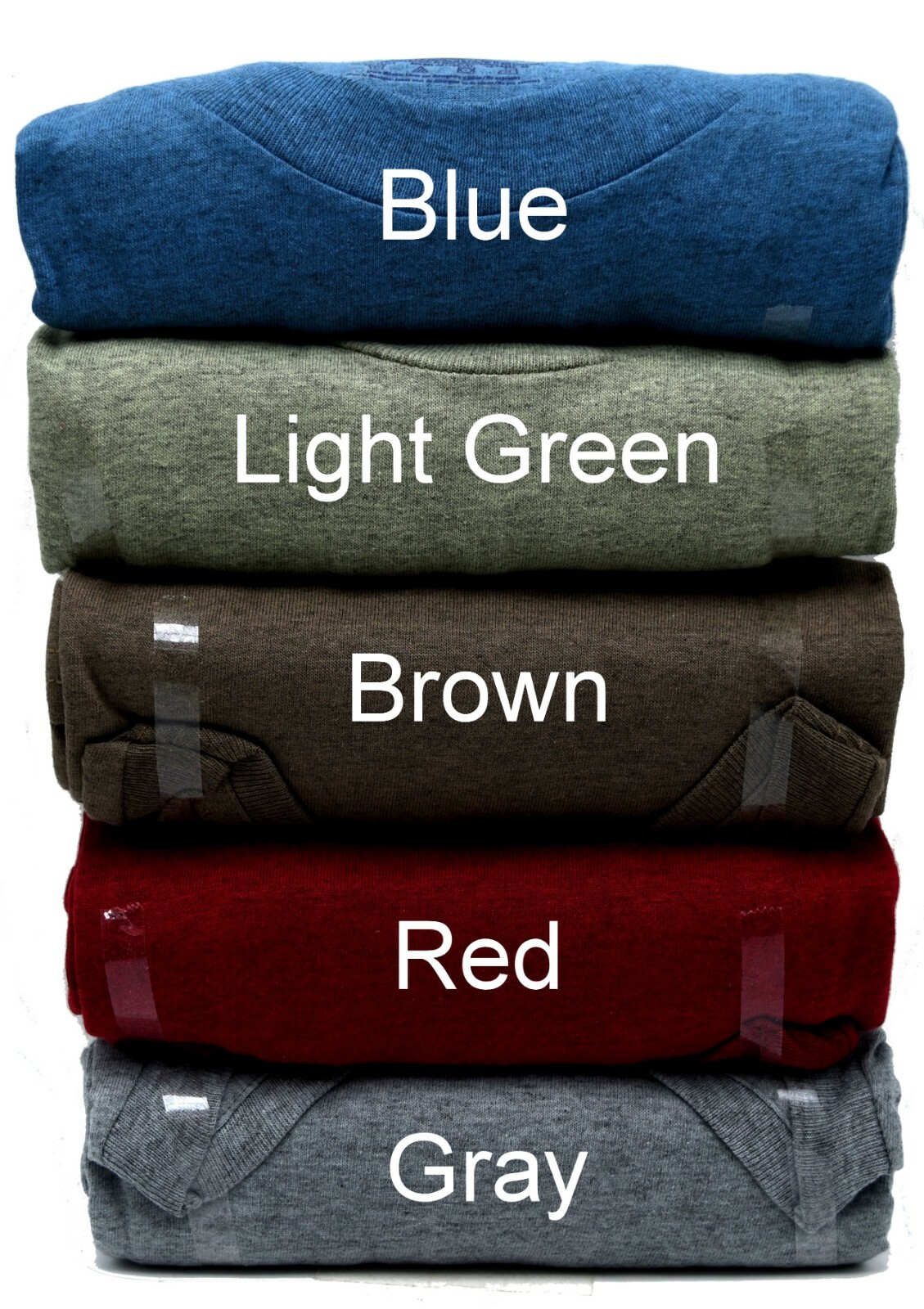 5 Assorted Color L 42-44 Inch Crew Neck T-Shirts Fruit Of The Loom G 107-112 CM