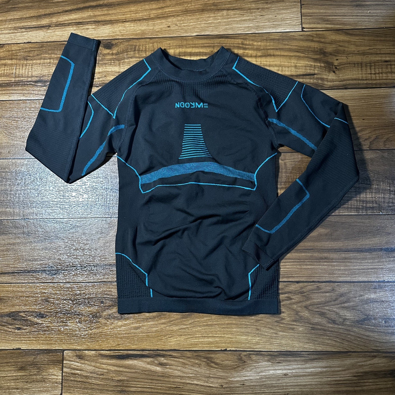 Nooyme Performance Base Layer Top Women’s Medium Black Teal Running Cycling