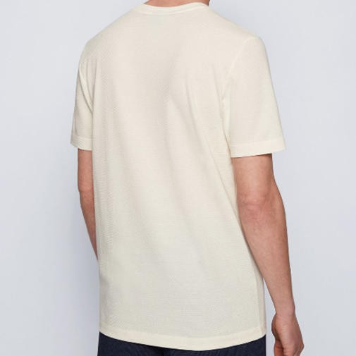 NWT HUGO BOSS Crew Neck Bubble-Jacquard / Waffle Tee Cream White S/M/L/XL/XXL