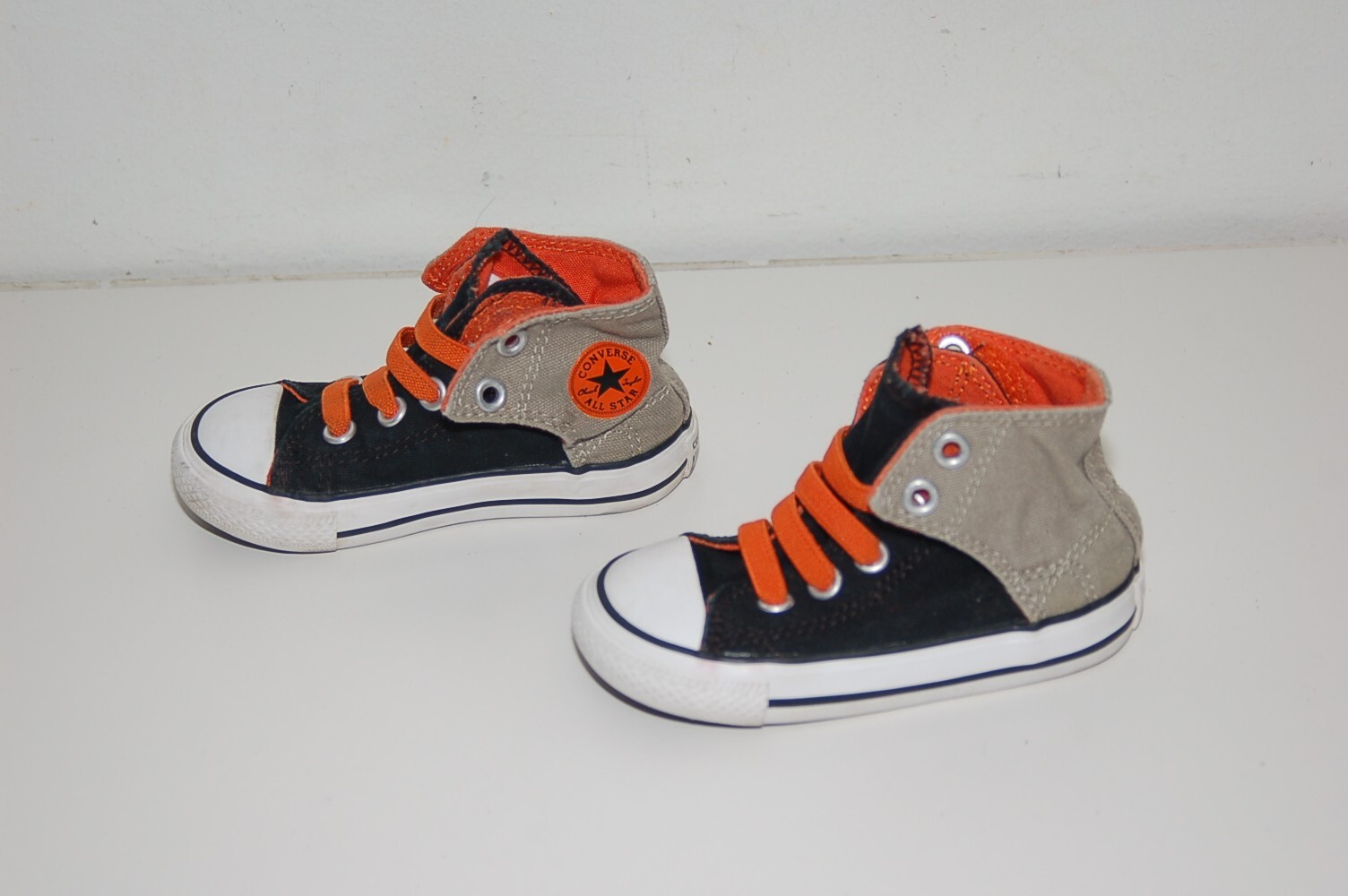 Converse All Star Black Orange Tan Tops Sneakers Shoes Size 6Y