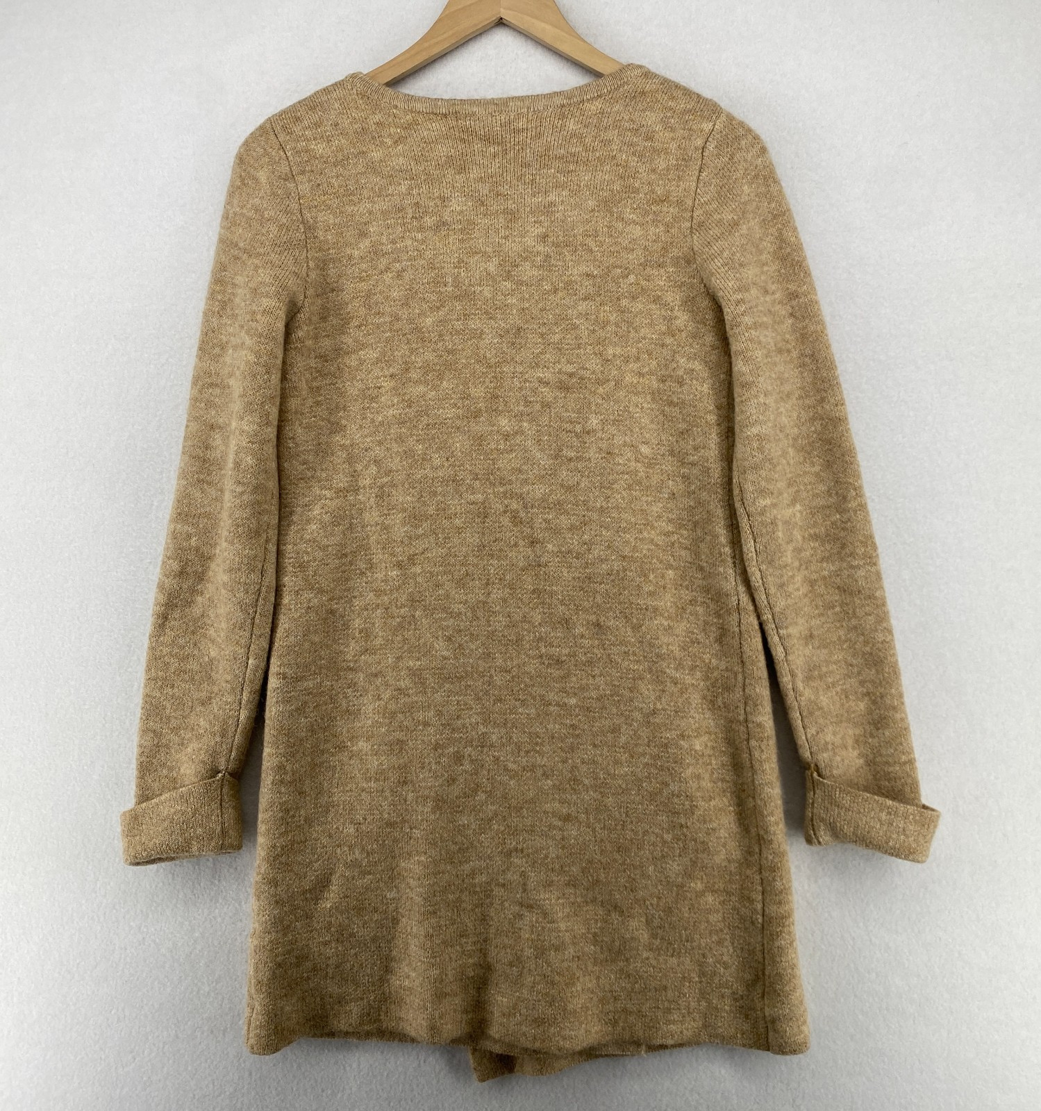 ELLEN TRACY Sweater S Wool Blend One Button Duster Coatigan Coatigan Camel Brown