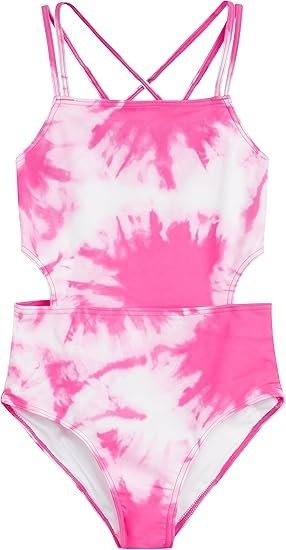 Kanu Surf Girls’ Cut-Out One Piece Swimsuit, # 9564, Beach Girl Pink, 16