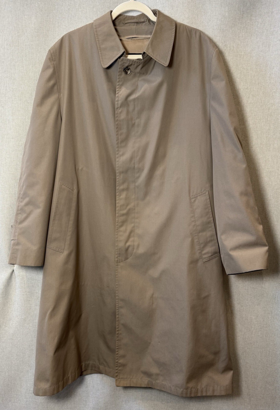 Vtg Hart Schaffner & Marx Khaki Trench Coat Removable Lining 44R