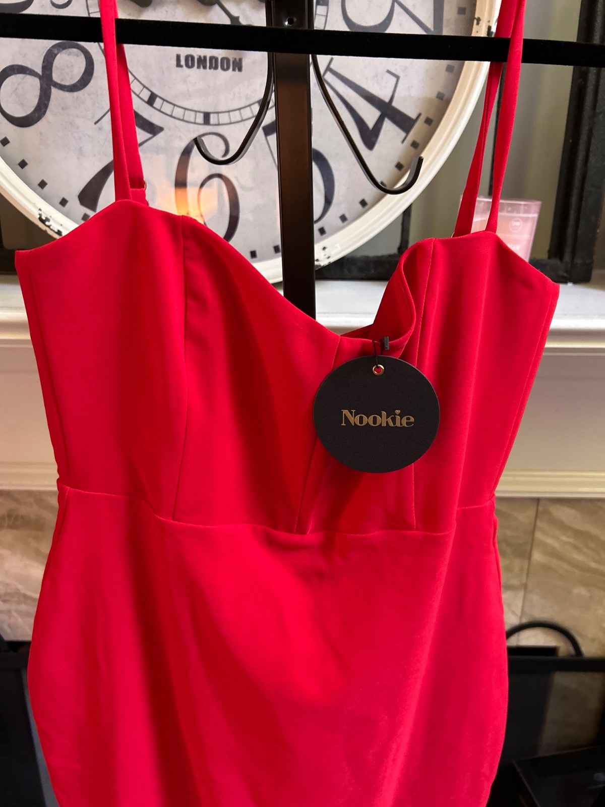 NWT $219 NOOKIE “Allure” Sleeveless Midi Pencil dress – Cherry Red – Medium M