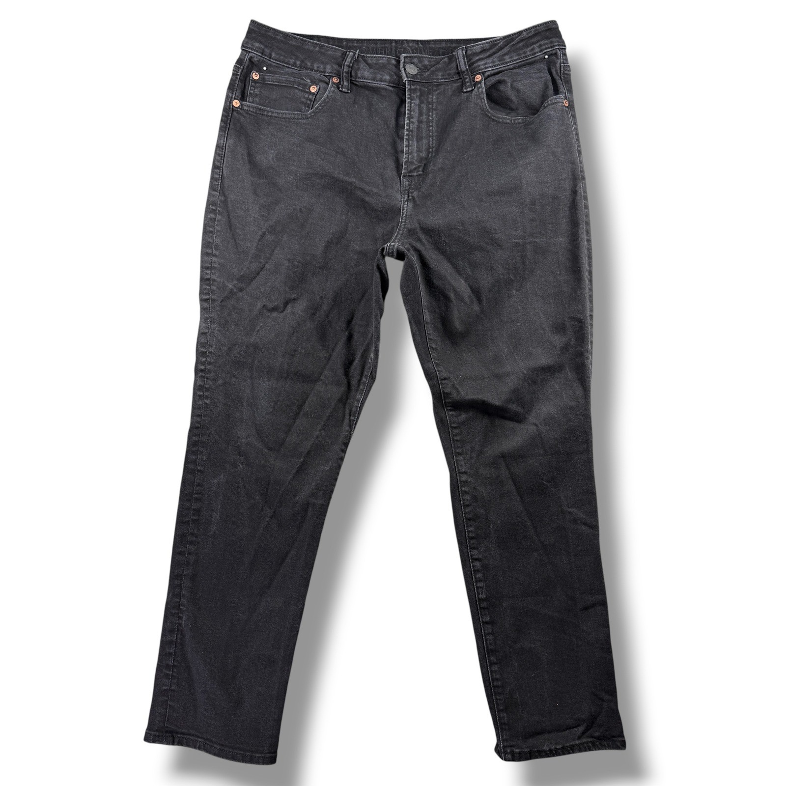 American Eagle Airflex+ Mens Black Jeans 36×30 Real Good Slim Straight Denim